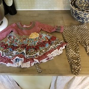 Mustard Pie baby outfit size 12 months, maroon
